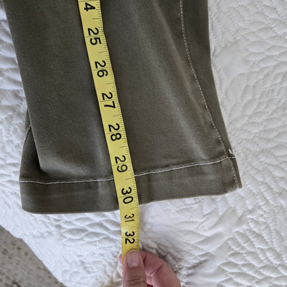 TWP Womens Army Green Side Stripe Utility Pants Contrast Stitch Size 12 - Picture 6 of 8